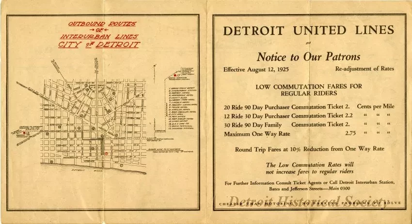 Map - The Trolley Way Into and Out of Detroit