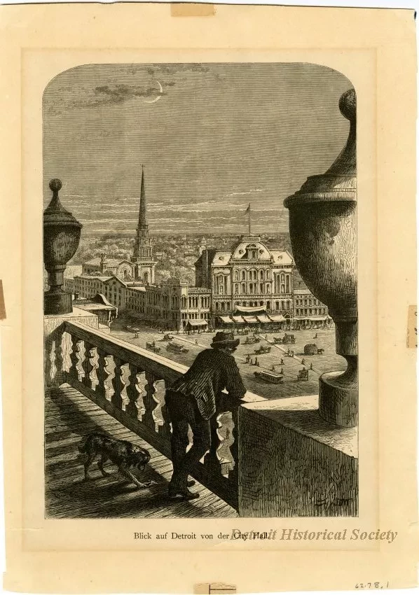 Print - Blick auf Detroit von der City Hall.