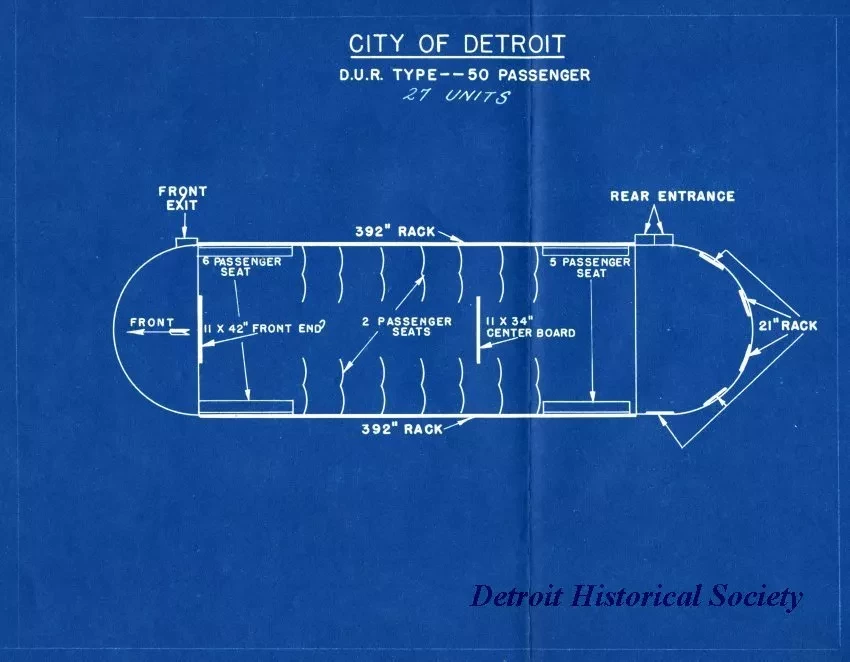 Blueprint - City of Detroit, D.U.R. Type--50 Passenger, 27 Units