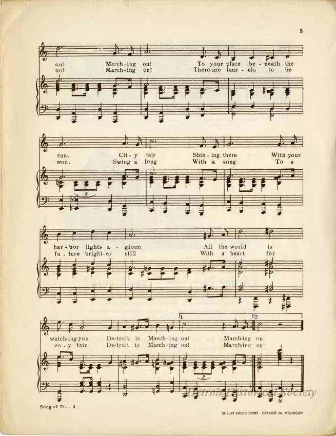 Music, Sheet - Song of Detroit