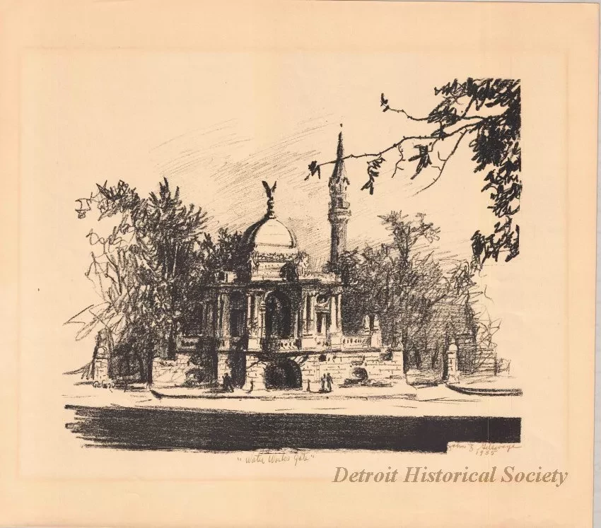 Lithograph - Water Works Gate