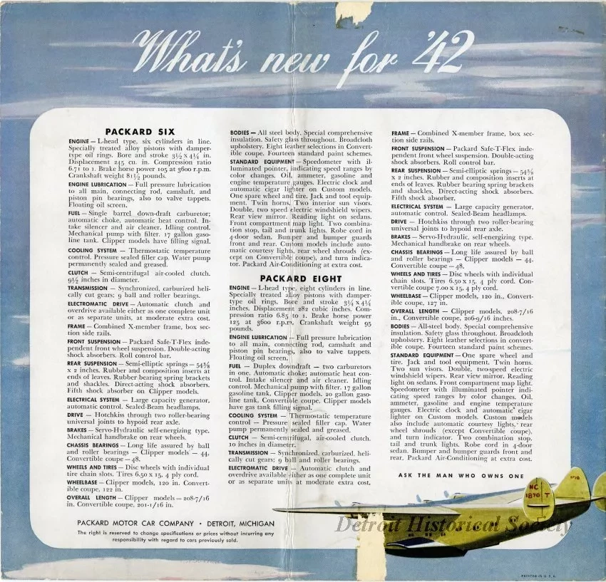 Brochure - Packard Clippers Six and Eight - Special and Custom - For 1942