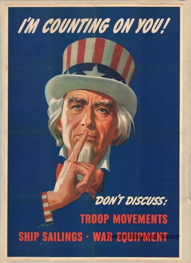 Poster - I'm Counting On You!  
Don't Discuss: Troop Movements, Ship Sailings, War Equipment