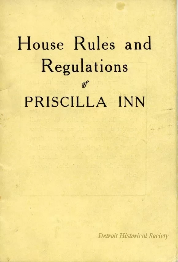 Booklet - House Rules and Regulations of Priscilla Inn
