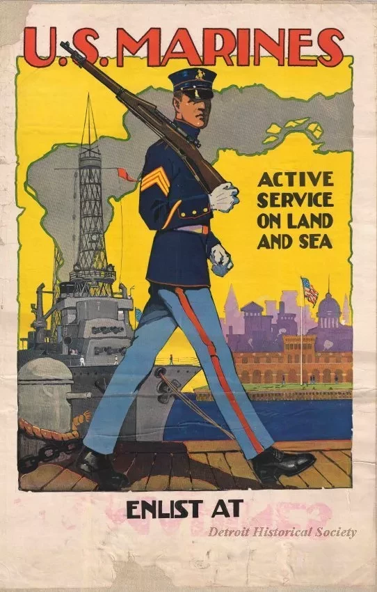 Poster - U.S. Marines - Active Service on Land and Sea