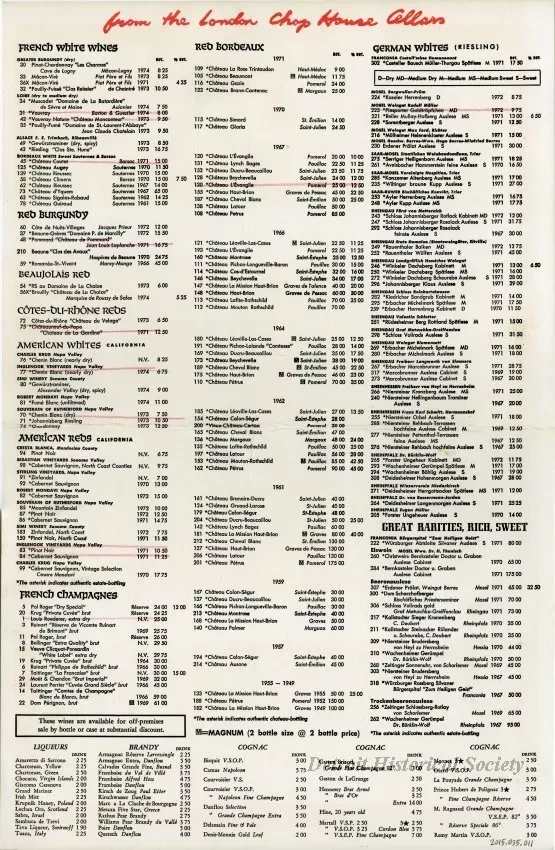 Menu - London Chop House