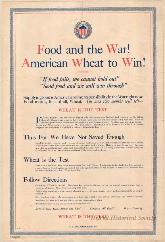 Poster - Food and the War!
American Wheat to Win!