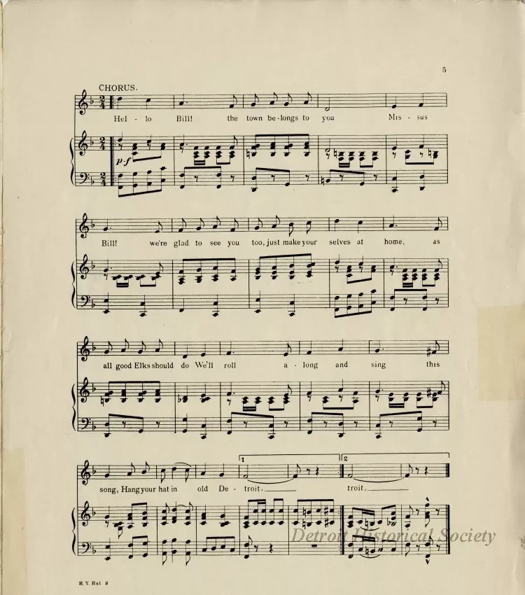 Music, Sheet - Hang Your Hat in Detroit