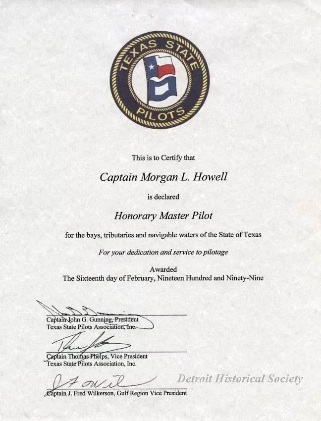 Certificate, Achievement - Texas State Pilots