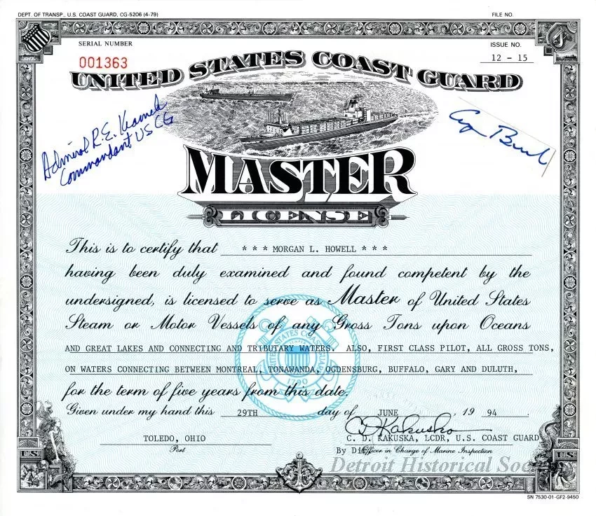 License, Occupational - United States Coast Guard Master License
