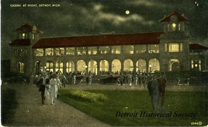Postcard - Casino at Night, Detroit, Mich.