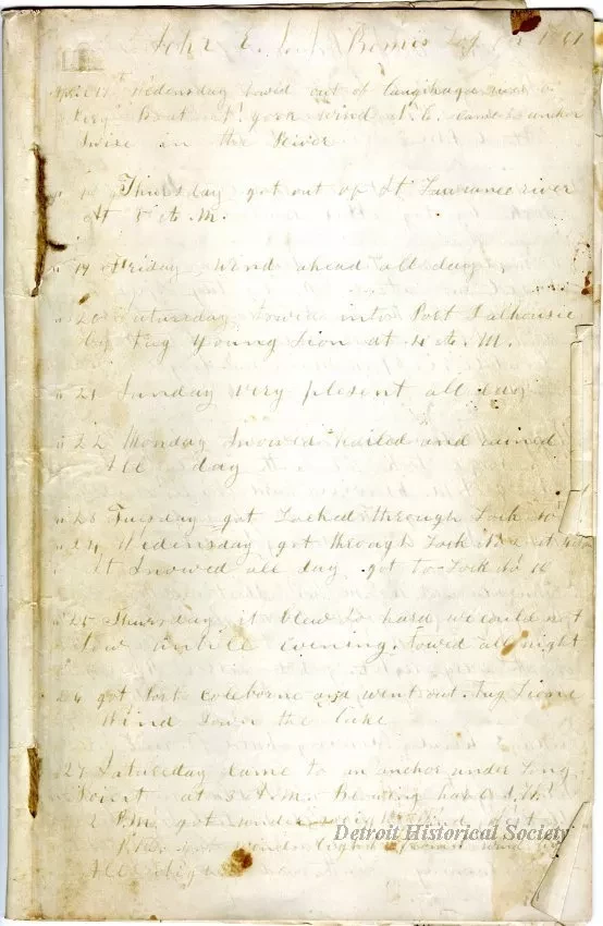Log, Ship's - Schr. [Schooner] E.S.J. Bemis Log for 1867