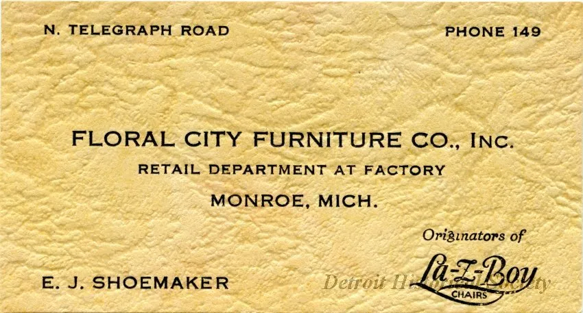Card, Business - Floral City Furniture Company