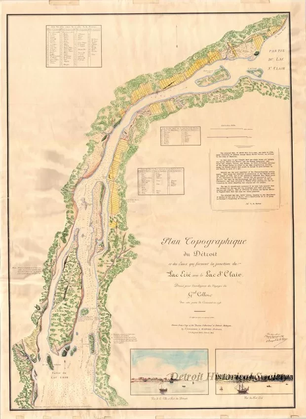 Map - Plan Topographique du Détroit et des eaux qui forment la jonction du Lac Erié avec le Lac St. Clair 
[Topographic plan of Detroit and the waters which form the junction of Lake Erie with Lake St. Clair]