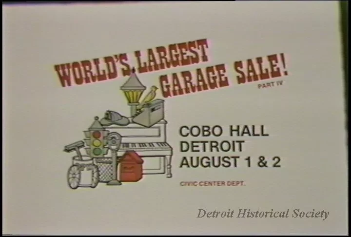U-Matic - 7-13-85
Garage Sale P.S.A.
Cobo Hall
0:20 sec & 0:30 sec
Master Edit
Belinda Roberts