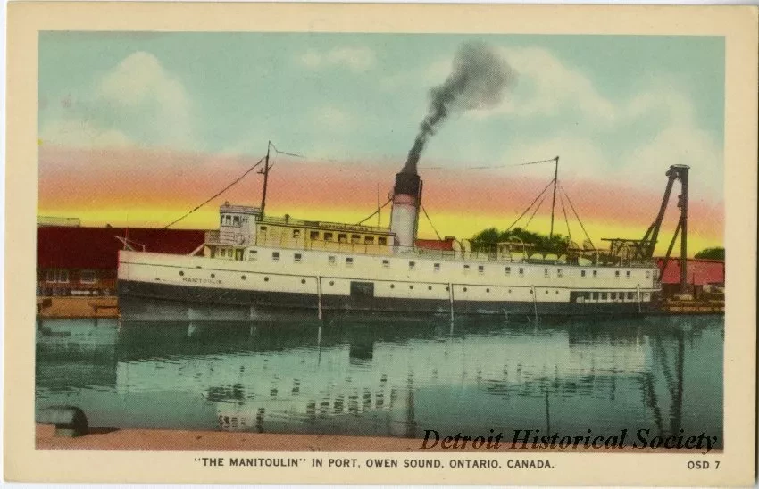 Postcard - "THE MANITOULIN" in Port, Owen Sound, Ontario, Canada.