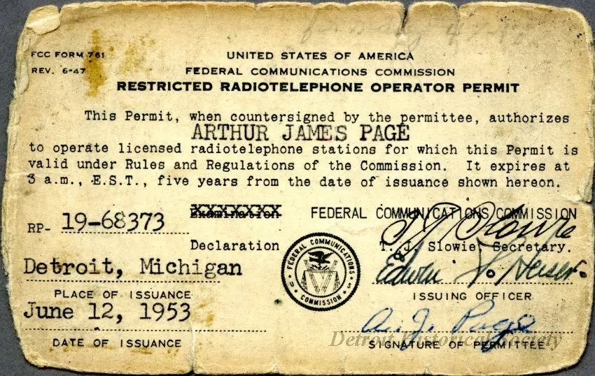 License, Occupational - Restricted Radiotelephone Operater Permit