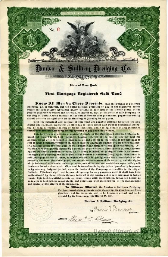 Bond - Dunbar & Sullivan Dredging Co. 
First Mortgage Registered Gold Bond