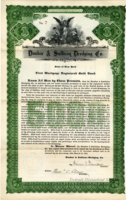 Bond - Dunbar & Sullivan Dredging Co. 
First Mortgage Registered Gold Bond