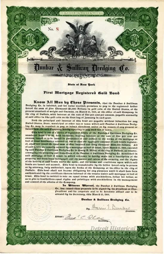 Bond - Dunbar & Sullivan Dredging Co. 
First Mortgage Registered Gold Bond
