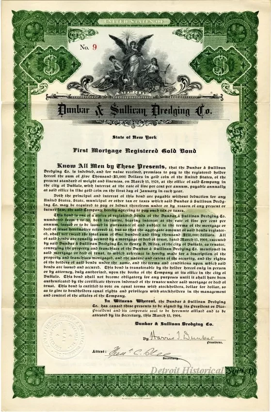 Bond - Dunbar & Sullivan Dredging Co. 
First Mortgage Registered Gold Bond