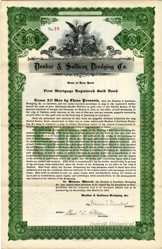 Bond - Dunbar & Sullivan Dredging Co. 
First Mortgage Registered Gold Bond