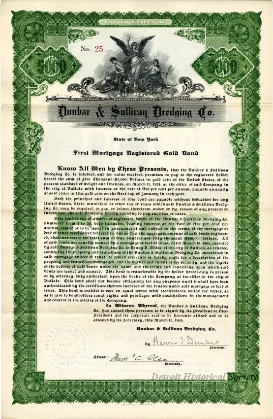 Bond - Dunbar & Sullivan Dredging Co. 
First Mortgage Registered Gold Bond