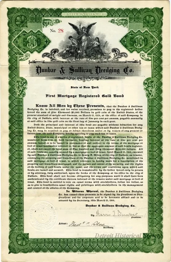 Bond - Dunbar & Sullivan Dredging Co. 
First Mortgage Registered Gold Bond