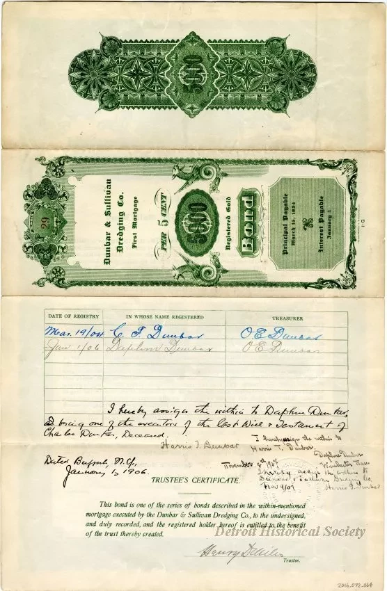 Bond - Dunbar & Sullivan Dredging Co. 
First Mortgage Registered Gold Bond
