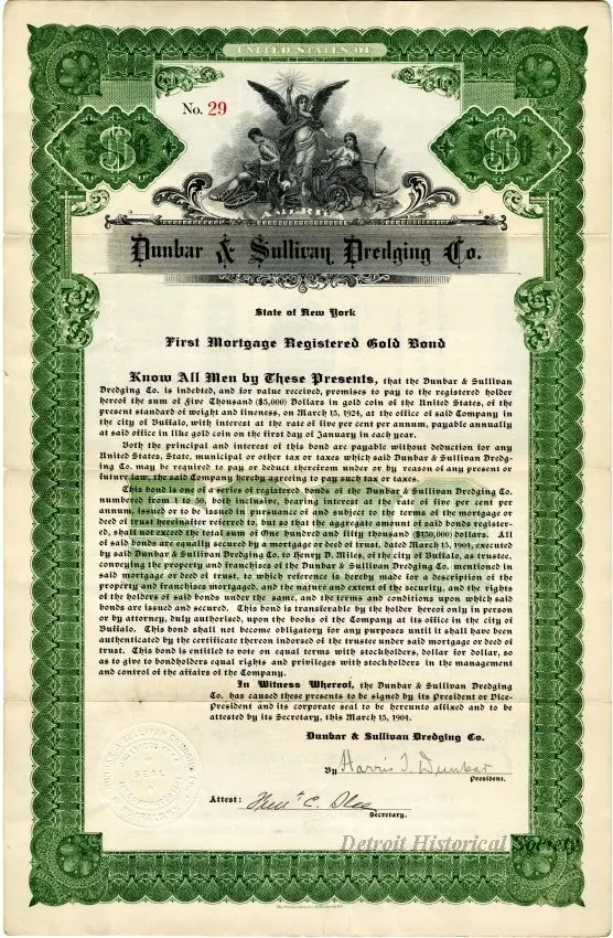 Bond - Dunbar & Sullivan Dredging Co. 
First Mortgage Registered Gold Bond
