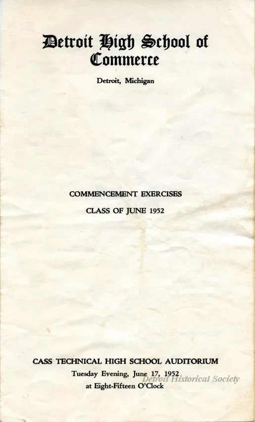 Program - Detroit High School of Commerce
Commencement Exercises