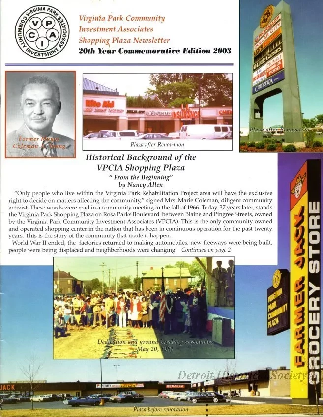 Newsletter - Virginia Park Community Investment Associates Shopping Plaza Newsletter