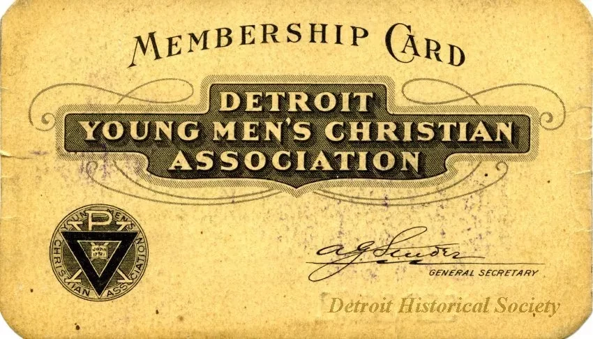 Card, Membership - Membership Card
Detroit Young Men's Christian Association