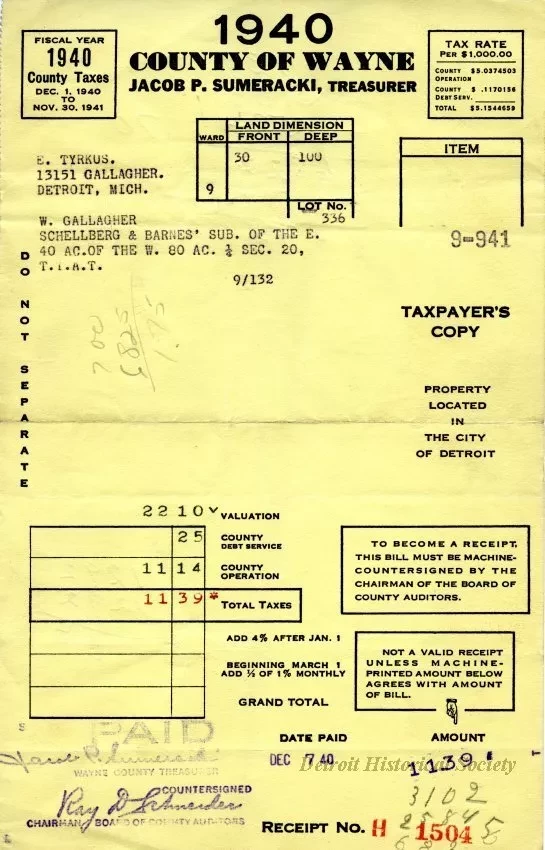 Bill, Tax - County of Wayne