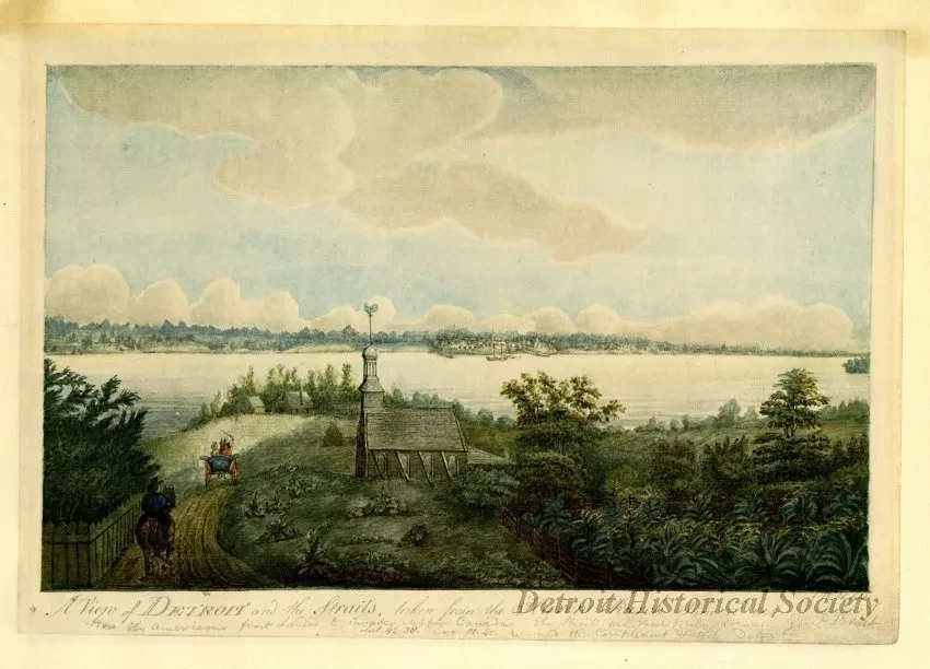 Print - A View of Detroit and the Straits, Taken from the Huron Church, June 22nd 1804