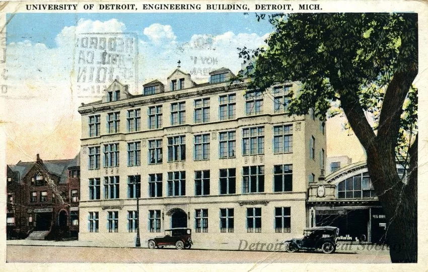 Postcard - University of Detroit, Engineering Building, Detroit, Mich.
