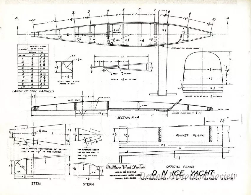 Drawing, Technical - Official Plans - DN Ice Yacht
International DN Ice Yacht Racing Association