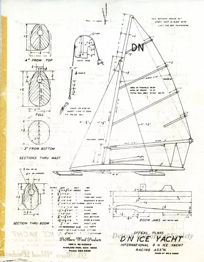 Drawing, Technical - Official Plans - DN Ice Yacht
International DN Ice Yacht Racing Association