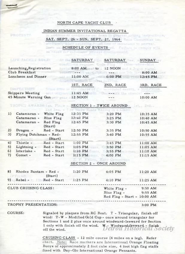 Program - North Cape Yacht Club
Indian Summer Invitational Regatta