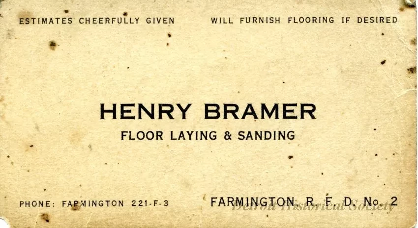 Card, Business - Henry Bramer
Floor Laying & Sanding