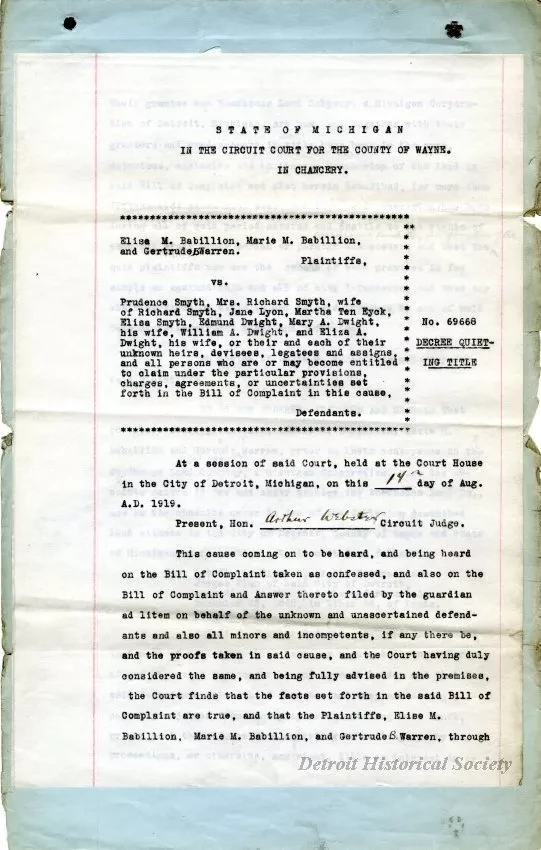 Judgment - No. 69668
Decree Quieting Title