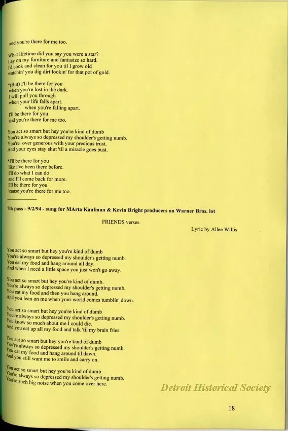 Lyrics, Song - Friends Like Us