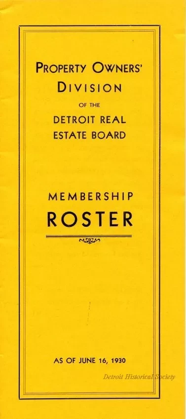 Roster - Property Owners' Division of the Detroit Real Estate Board
Membership Roster