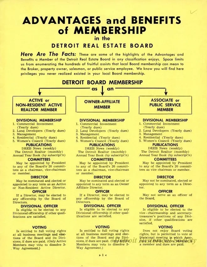 Booklet - Advantages and Benefits of Membership
in the Detroit Real Estate Board