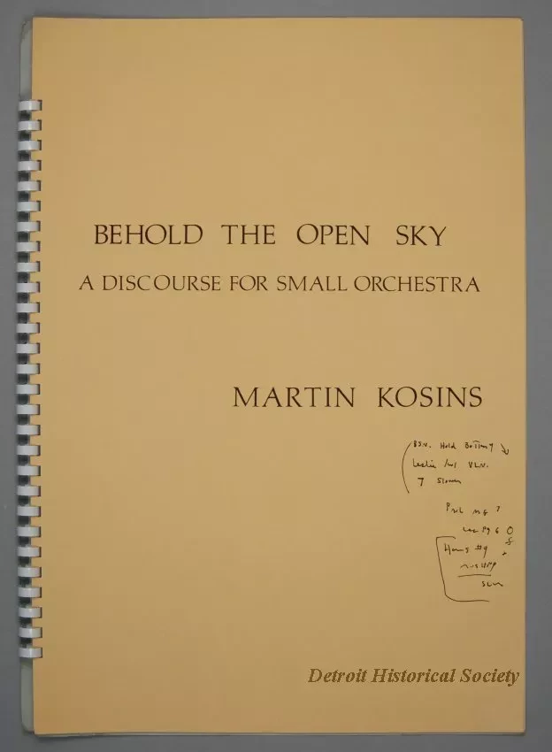 Music, Sheet - Behold the Open Sky
A Discourse for Small Orchestra