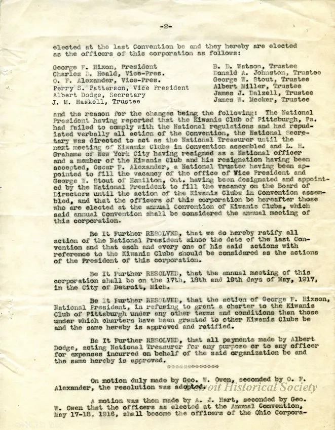 Minutes - Minutes - International Kiwanis Convention
Cleveland, May 1, 1917