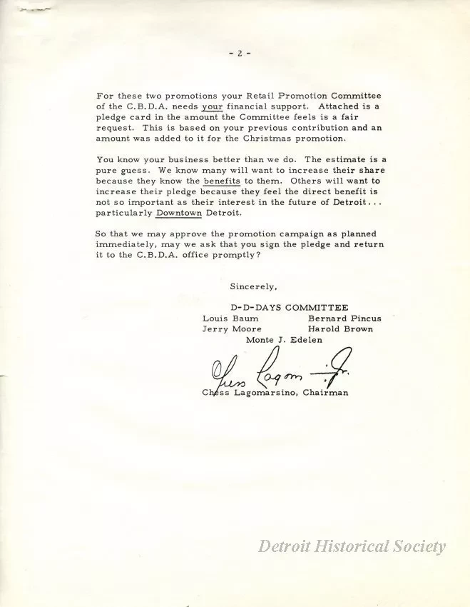 Letter - News Bulletin
Central Business District Association