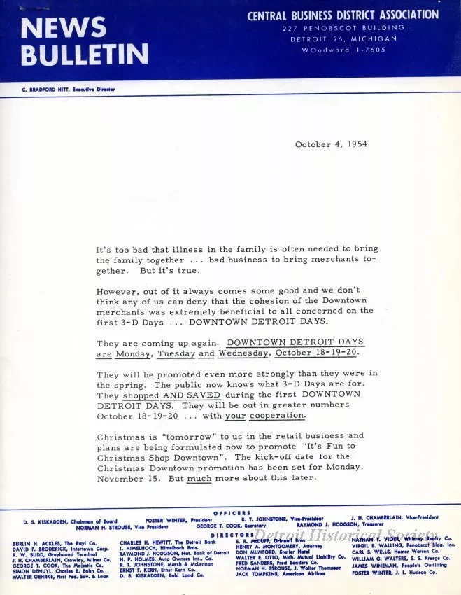 Letter - News Bulletin
Central Business District Association