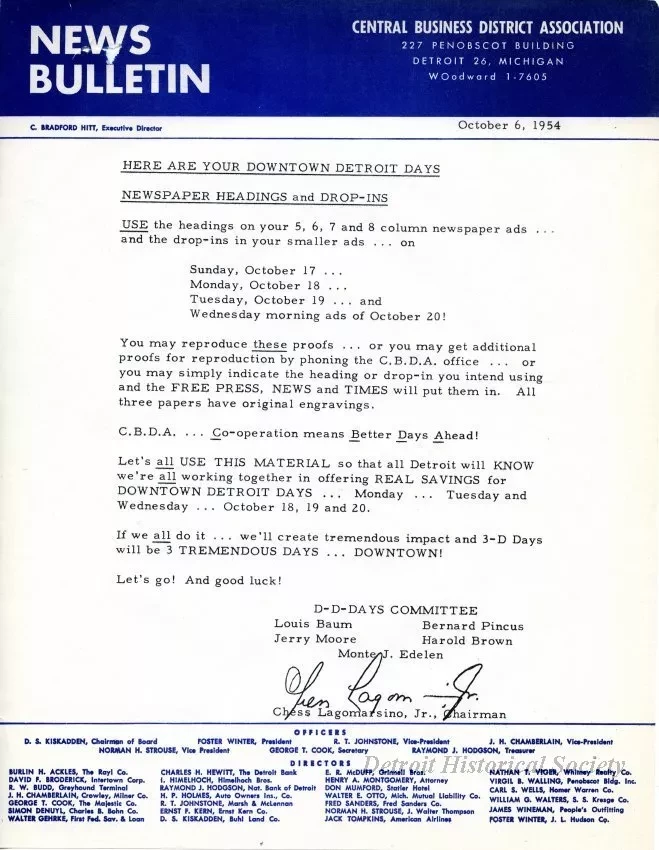 Letter - News Bulletin
Central Business District Association