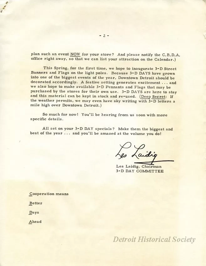 Letter - News Bulletin
Central Business District Association